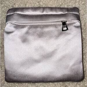 Prada Milano Satin Zipper Pouch Silver Mini Cosmetic Bag NWOT GWP